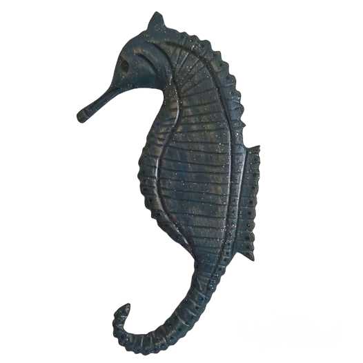 Wood carved Seahorse - Greenish Blue