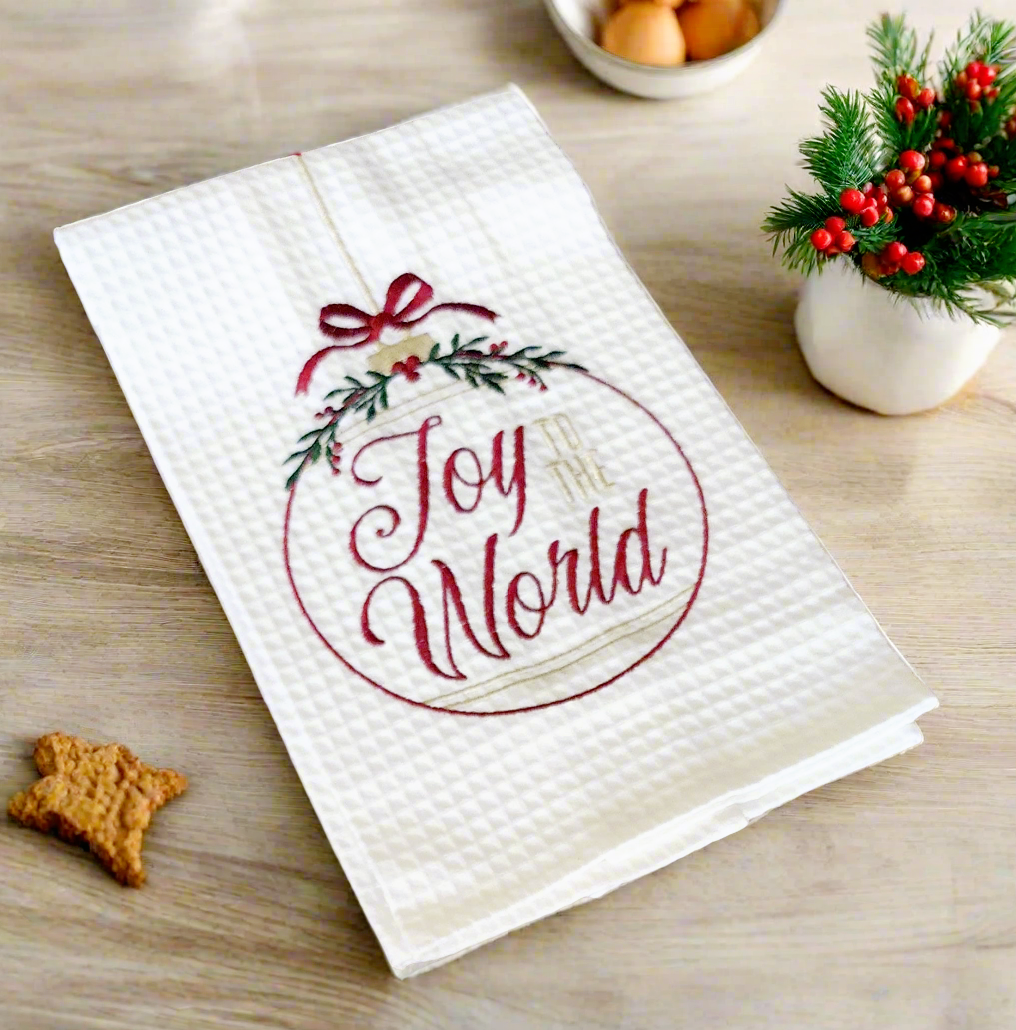 Christmas Joy To The World Ornament Kitchen Towel