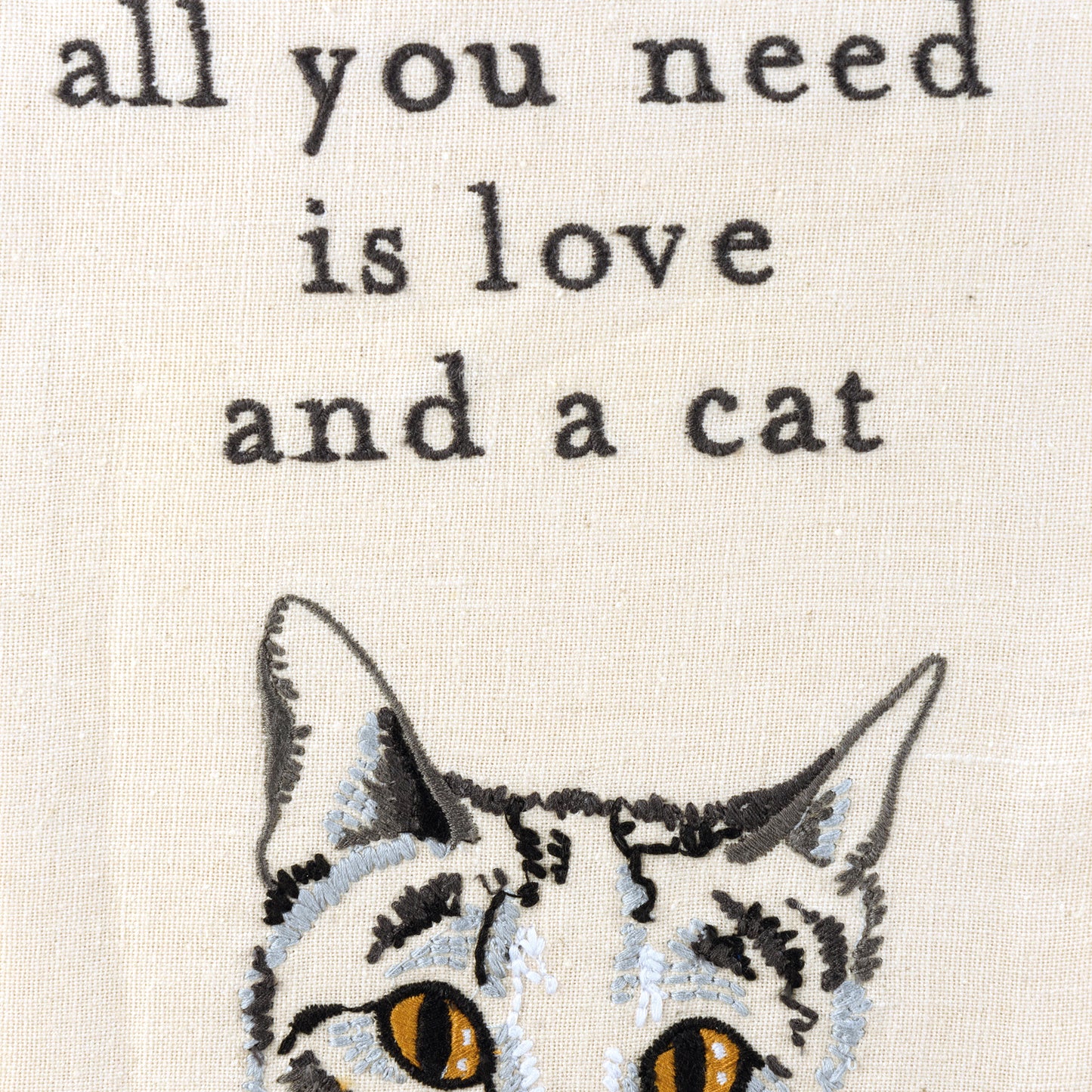 "All You Need Is Love And A Cat" - Cat themed embroidered Kitchen towel -