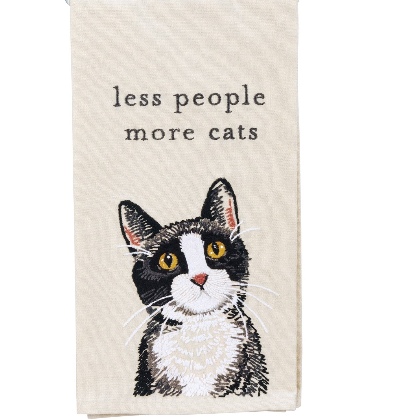 "Less People More Cats" - Cat themed Embroidered Kitchen Towel