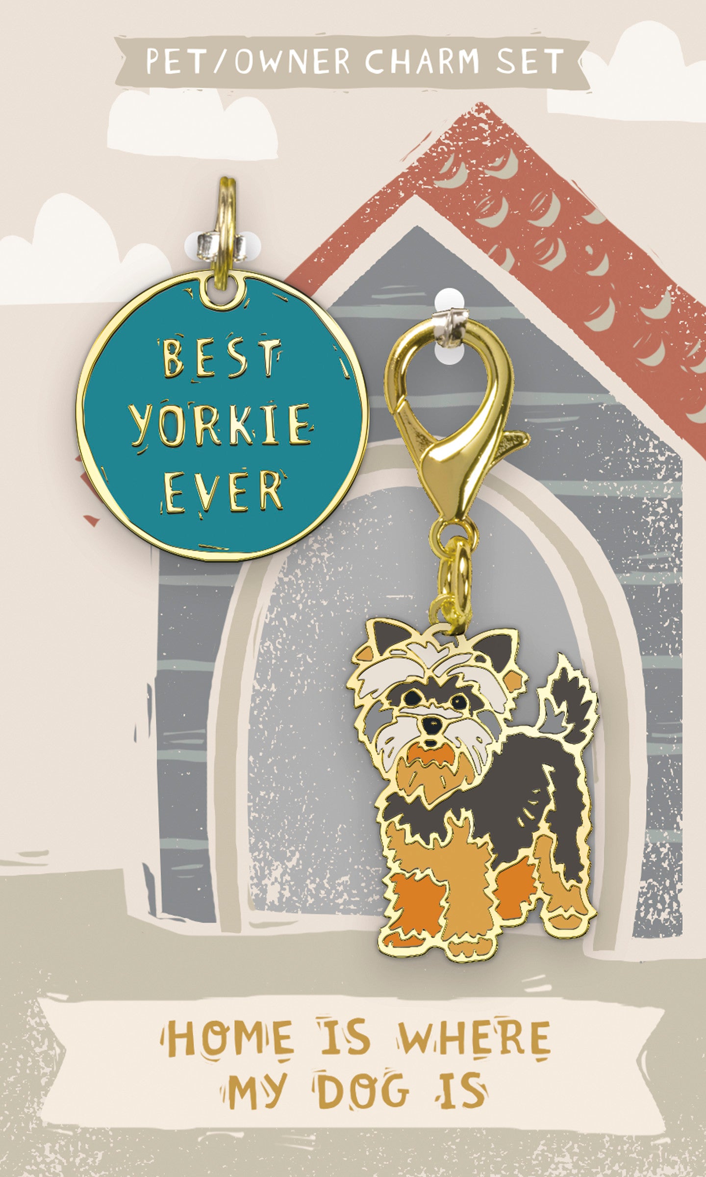 "Best Yorkie Ever" Charm Set - Owner keychain, pet charm