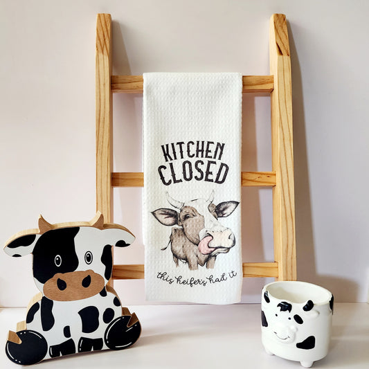 Cow, Kitchen Closed - Waffle Kitchen Towel