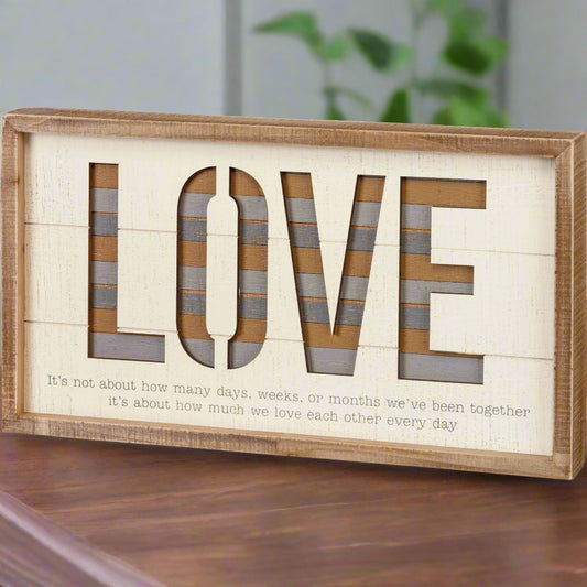 "Love" -  Inset Slat Box Sign