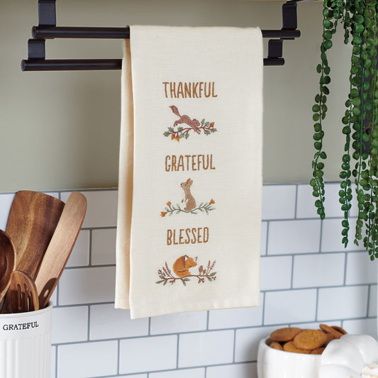 Thankful Grateful Blessesd Embroidered kitchen Towel