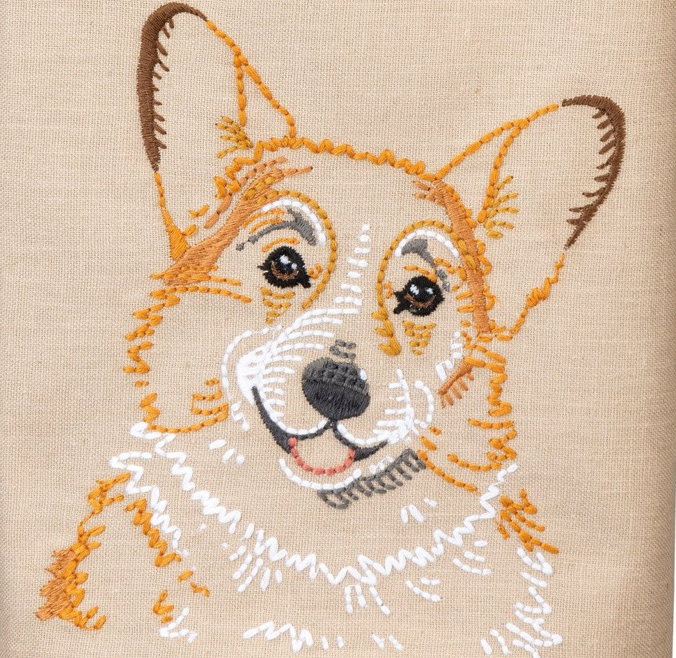 "Love My Corgi" - Dog themed embroidered Kitchen Towel