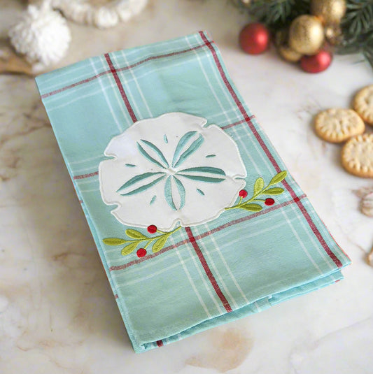 Christmas Coastal Holiday Embroidered Kitchen Towel