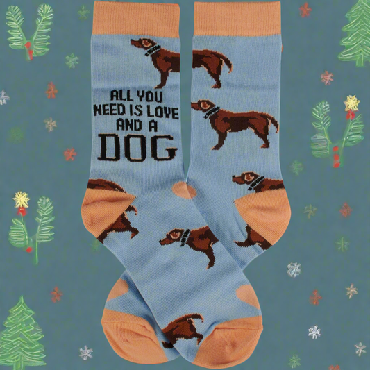 Dog themed Socks -  "All You Need Is Love And A  Dog"