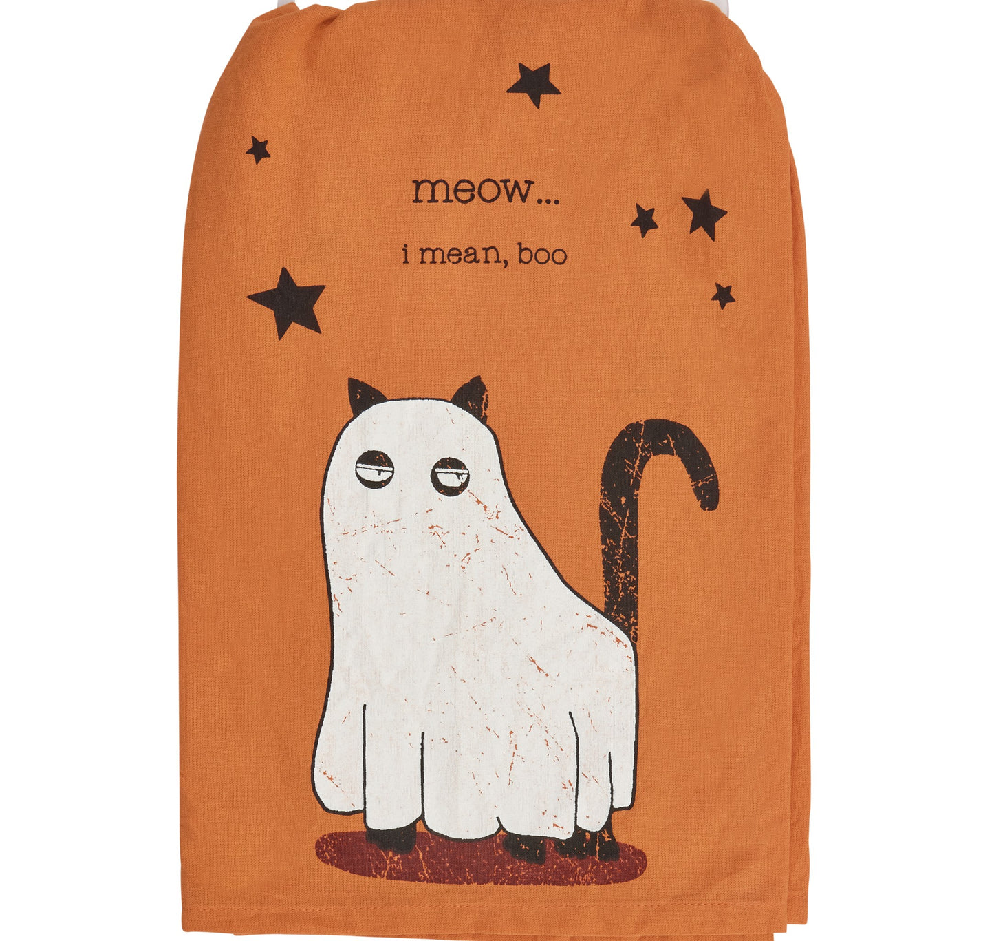 Meow ... I mean, Boo - Halloween cat Kitchen Towel