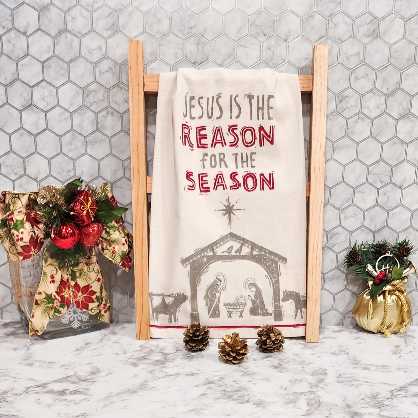 "Jesus Is The Reason For The Season" - Christmas Kitchen Towel
