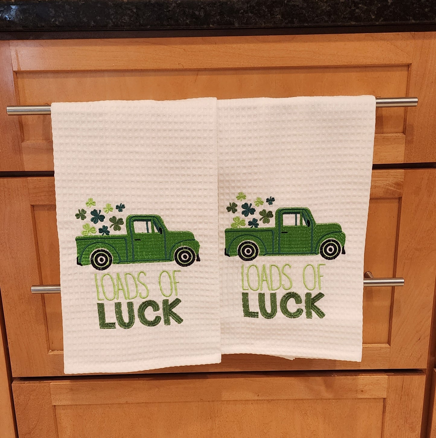 "Loads Of Luck"  - Waffle Weave Embroidered Kitchen Towel