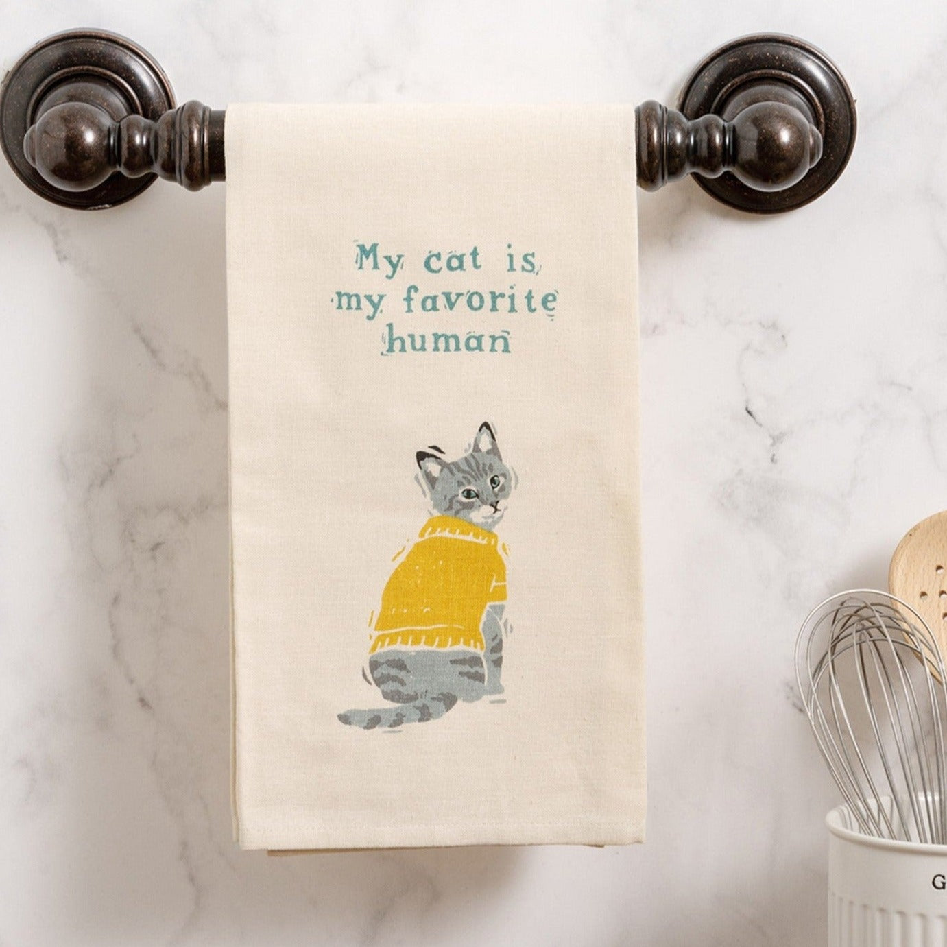 "My Cat Is My Favorite Human" - Cat themed Kitchen Towel