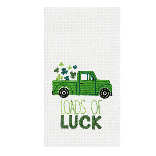 "Loads Of Luck"  - Waffle Weave Embroidered Kitchen Towel
